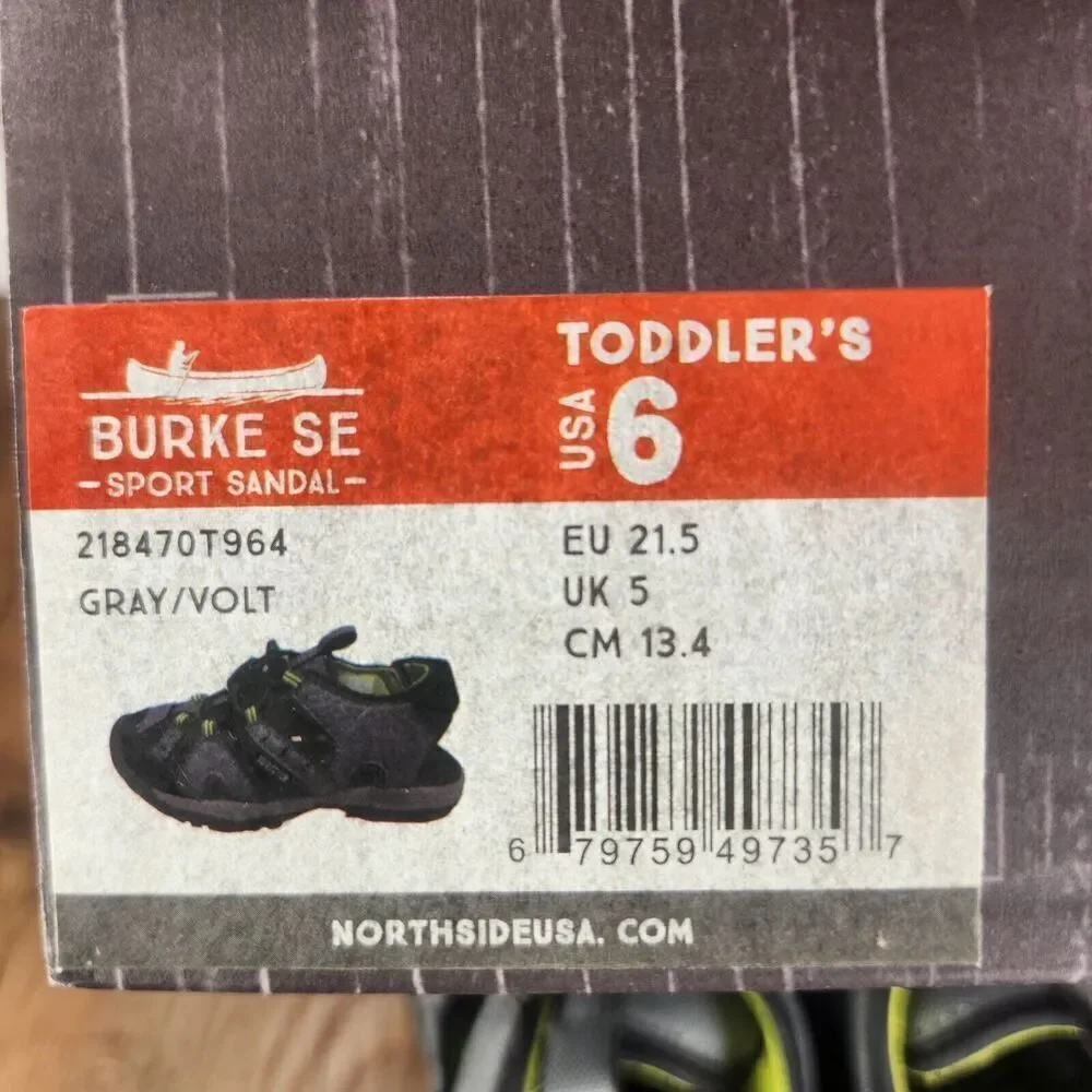 Northside Burke SE Sport Sandal Toddler Size 6 Gray Volt Adjustable Water Shoes